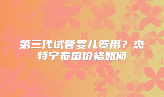 第三代试管婴儿费用？杰特宁泰国价格如何