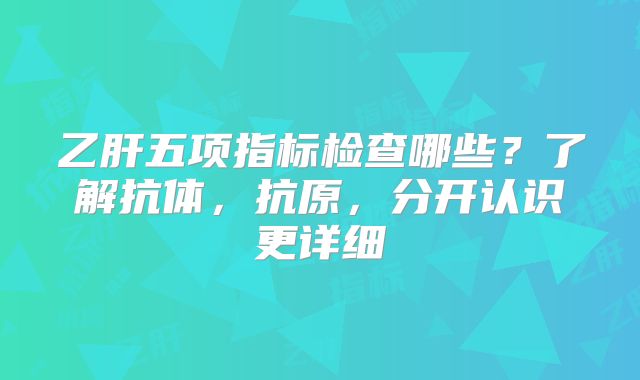 乙肝五项指标检查哪些？了解抗体，抗原，分开认识更详细