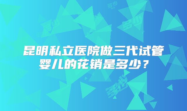 昆明私立医院做三代试管婴儿的花销是多少？