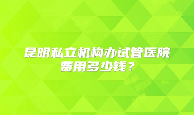 昆明私立机构办试管医院费用多少钱?