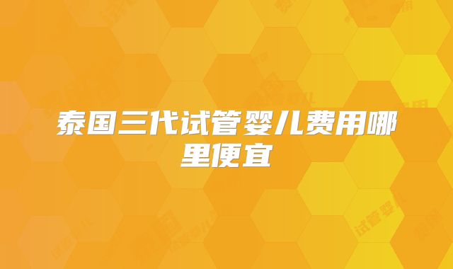 泰国三代试管婴儿费用哪里便宜