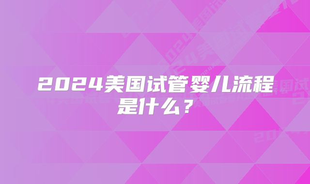 2024美国试管婴儿流程是什么？