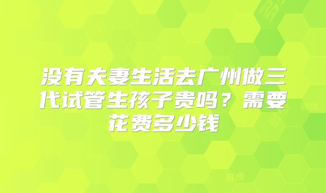 没有夫妻生活去广州做三代试管生孩子贵吗？需要花费多少钱