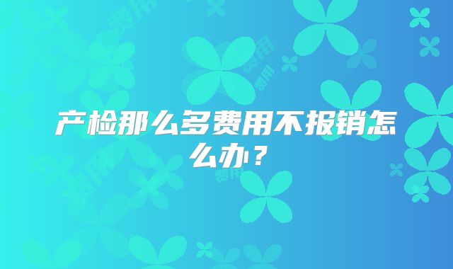 产检那么多费用不报销怎么办?