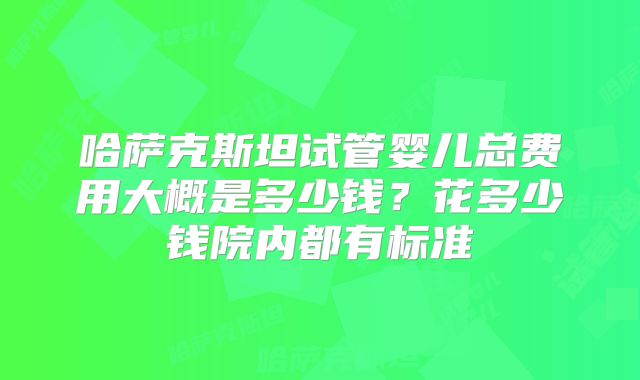 哈萨克斯坦试管婴儿总费用大概是多少钱?花多少钱院内都有标准
