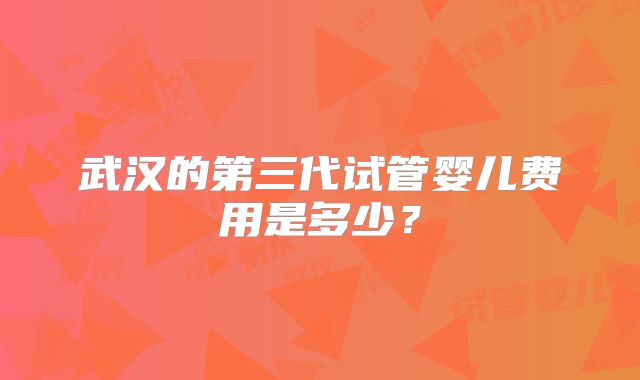 武汉的第三代试管婴儿费用是多少？