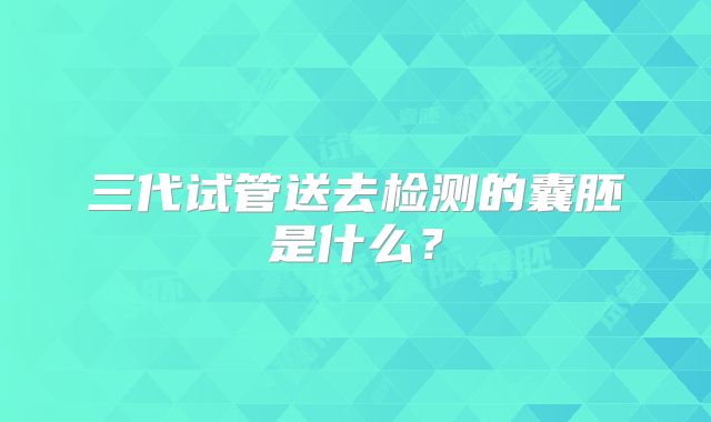 三代试管送去检测的囊胚是什么？