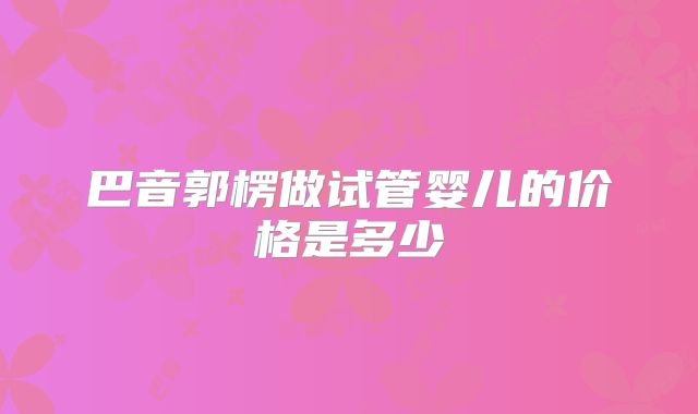 巴音郭楞做试管婴儿的价格是多少