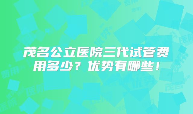 茂名公立医院三代试管费用多少?优势有哪些!