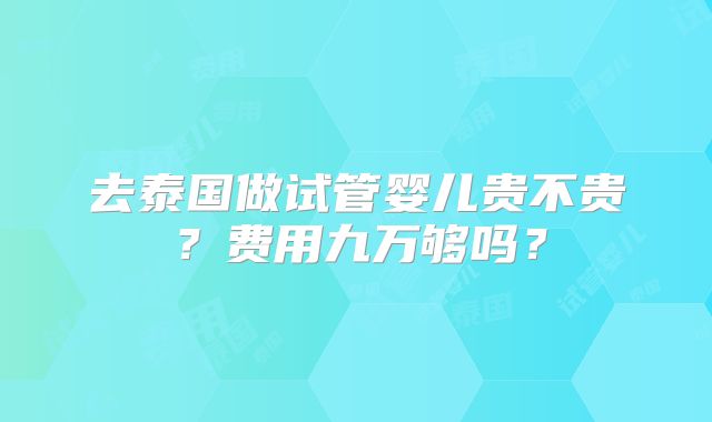 去泰国做试管婴儿贵不贵？费用九万够吗？