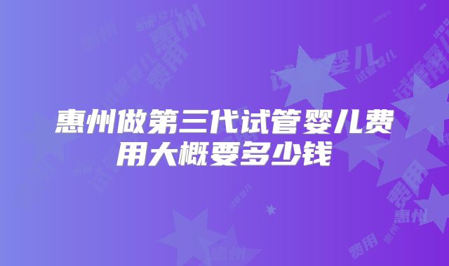 惠州做第三代试管婴儿费用大概要多少钱