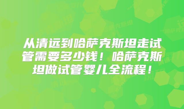 从清远到哈萨克斯坦走试管需要多少钱！哈萨克斯坦做试管婴儿全流程！
