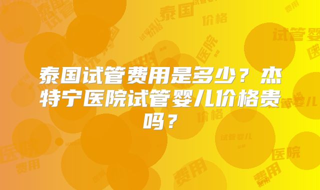 泰国试管费用是多少？杰特宁医院试管婴儿价格贵吗？