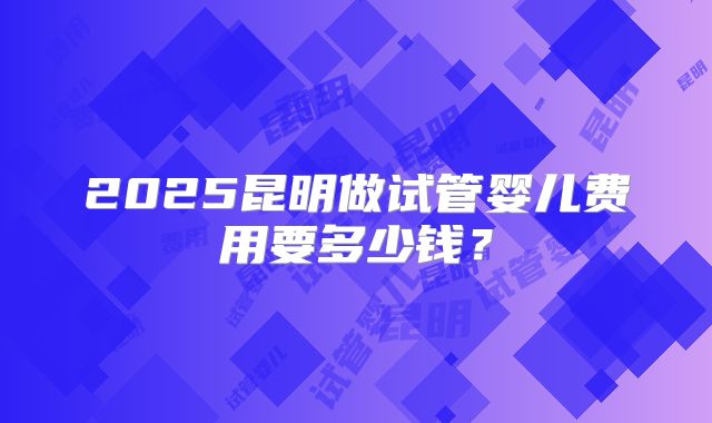 2025昆明做试管婴儿费用要多少钱？