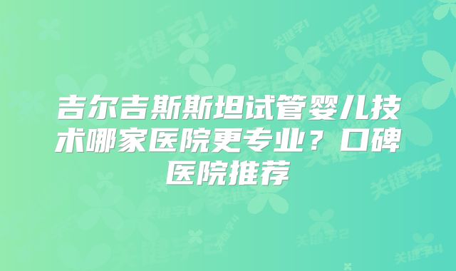 吉尔吉斯斯坦试管婴儿技术哪家医院更专业？口碑医院推荐