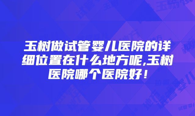 玉树做试管婴儿医院的详细位置在什么地方呢,玉树医院哪个医院好！