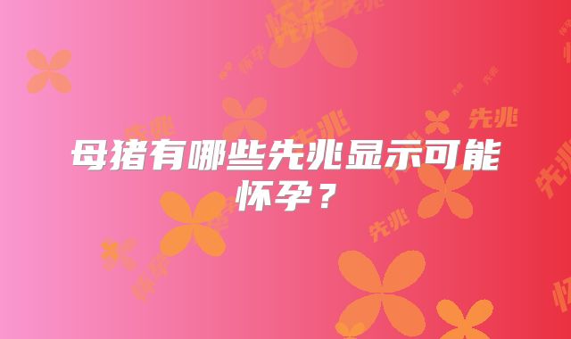 母猪有哪些先兆显示可能怀孕?