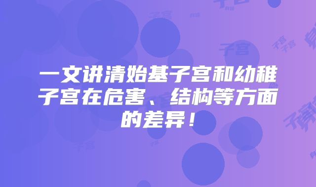 一文讲清始基子宫和幼稚子宫在危害、结构等方面的差异！