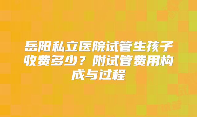 岳阳私立医院试管生孩子收费多少？附试管费用构成与过程