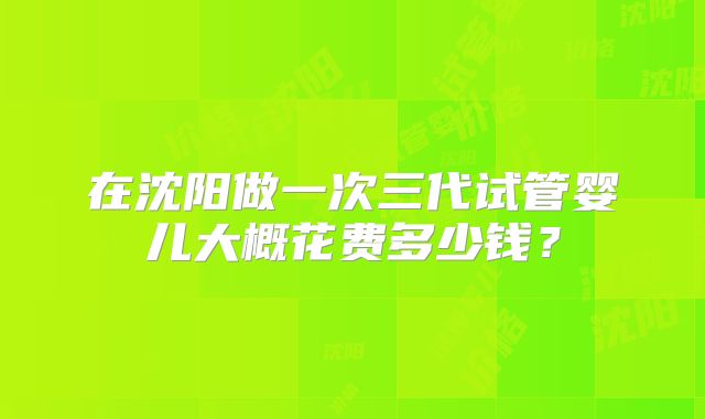在沈阳做一次三代试管婴儿大概花费多少钱？