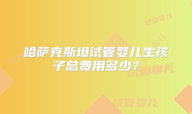 哈萨克斯坦试管婴儿生孩子总费用多少？