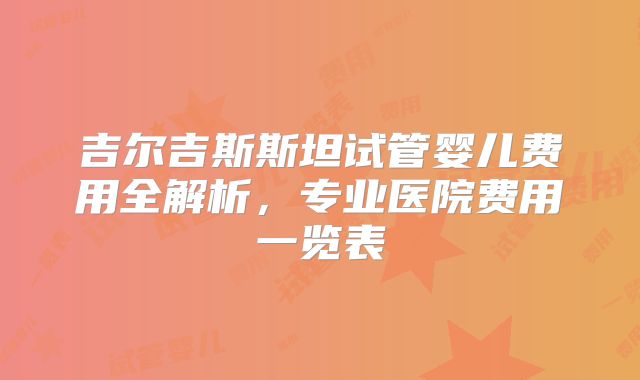 吉尔吉斯斯坦试管婴儿费用全解析，专业医院费用一览表