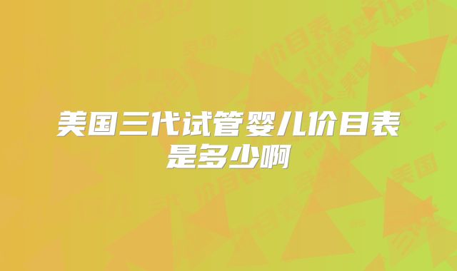 美国三代试管婴儿价目表是多少啊