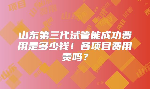 山东第三代试管能成功费用是多少钱！各项目费用贵吗？