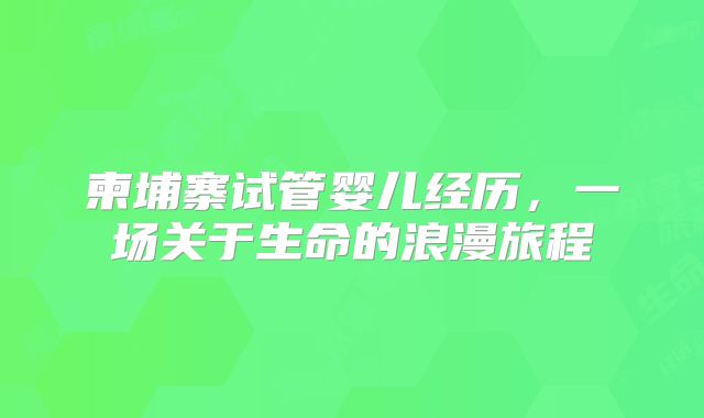 柬埔寨试管婴儿经历,一场关于生命的浪漫旅程