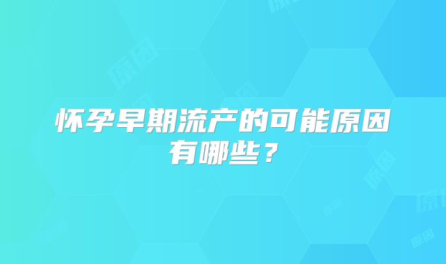 怀孕早期流产的可能原因有哪些?