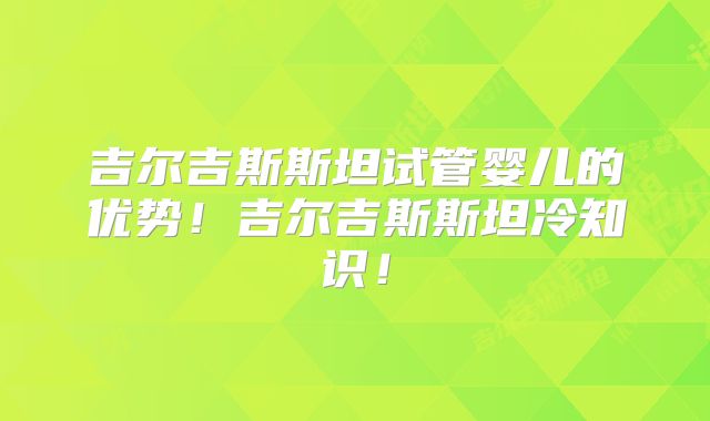 吉尔吉斯斯坦试管婴儿的优势！吉尔吉斯斯坦冷知识！