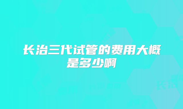 长治三代试管的费用大概是多少啊
