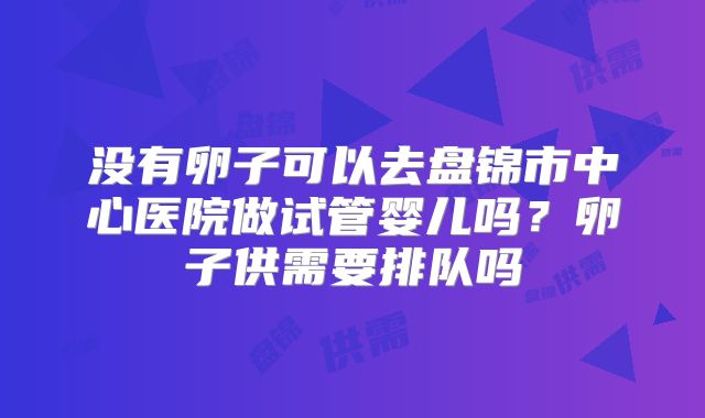 没有卵子可以去盘锦市中心医院做试管婴儿吗？卵子供需要排队吗