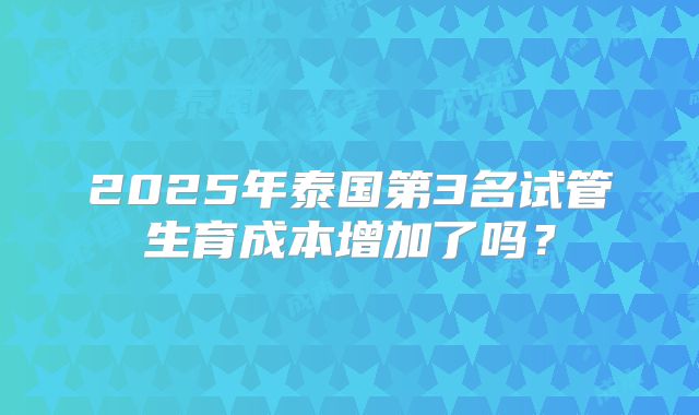 2025年泰国第3名试管生育成本增加了吗？