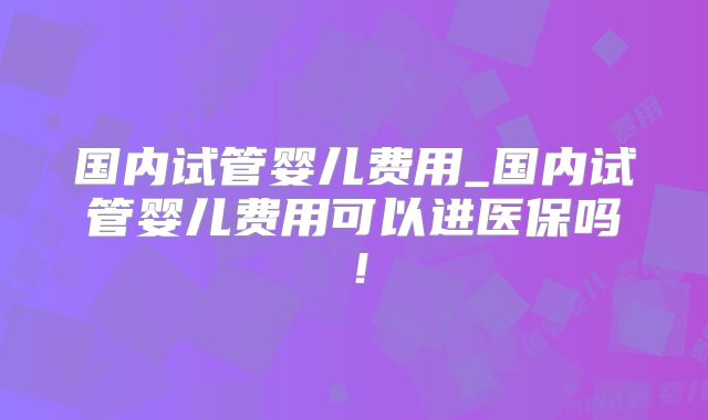 国内试管婴儿费用_国内试管婴儿费用可以进医保吗！