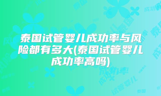 泰国试管婴儿成功率与风险都有多大(泰国试管婴儿成功率高吗)