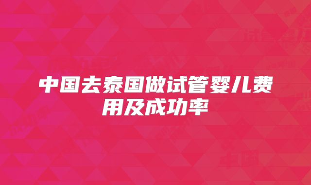 中国去泰国做试管婴儿费用及成功率