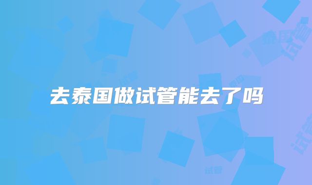 去泰国做试管能去了吗
