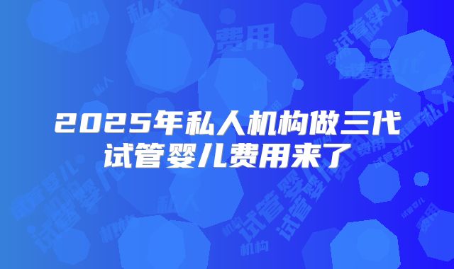 2025年私人机构做三代试管婴儿费用来了