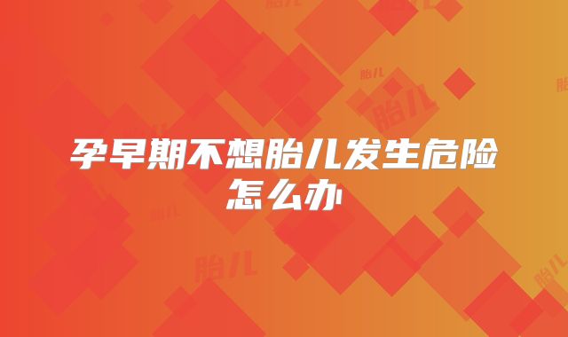 孕早期不想胎儿发生危险怎么办