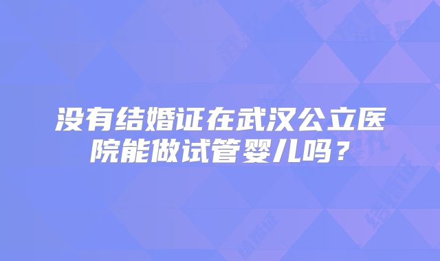 没有结婚证在武汉公立医院能做试管婴儿吗？