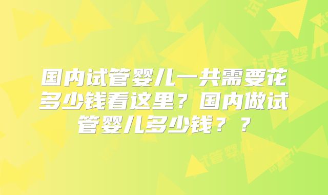 国内试管婴儿一共需要花多少钱看这里?国内做试管婴儿多少钱??