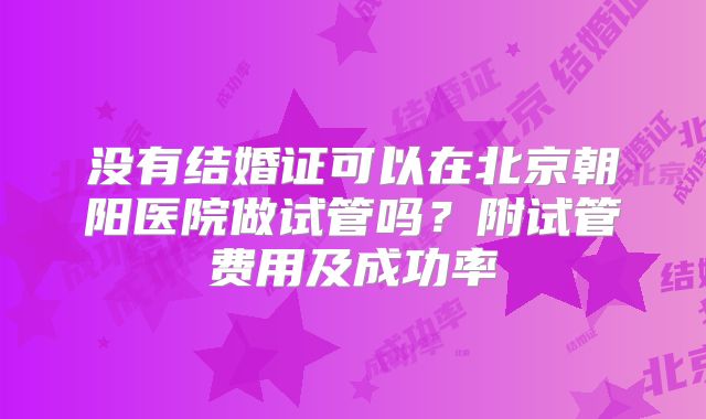 没有结婚证可以在北京朝阳医院做试管吗？附试管费用及成功率