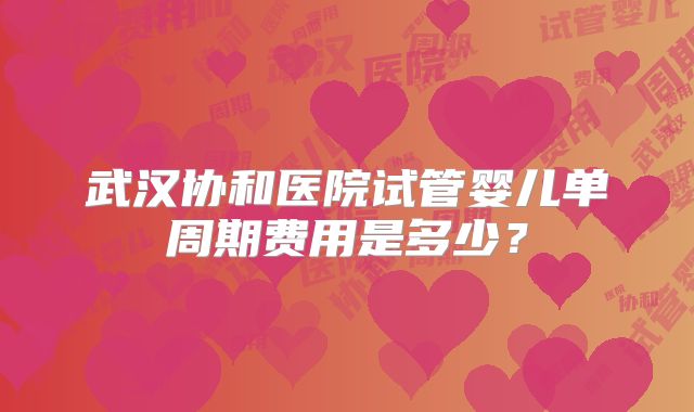 武汉协和医院试管婴儿单周期费用是多少?