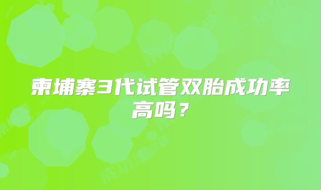 柬埔寨3代试管双胎成功率高吗？