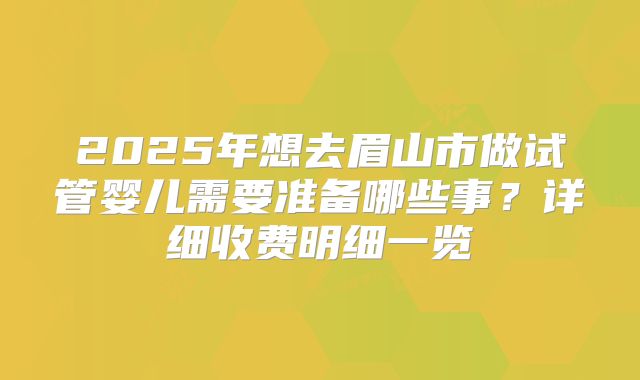 2025年想去眉山市做试管婴儿需要准备哪些事？详细收费明细一览
