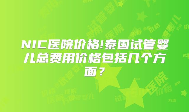 NIC医院价格!泰国试管婴儿总费用价格包括几个方面？