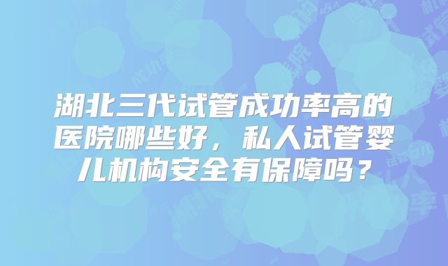 湖北三代试管成功率高的医院哪些好，私人试管婴儿机构安全有保障吗？