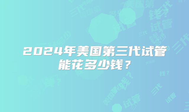 2024年美国第三代试管能花多少钱?