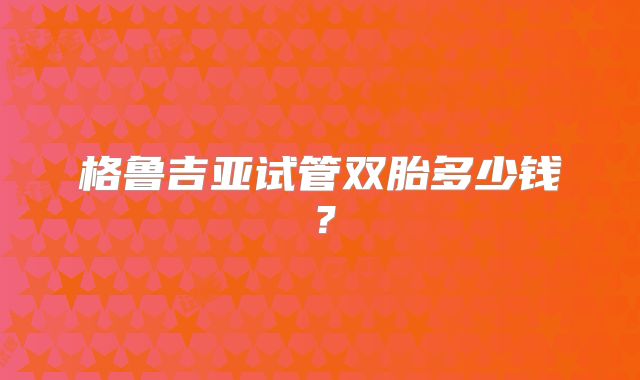 格鲁吉亚试管双胎多少钱?